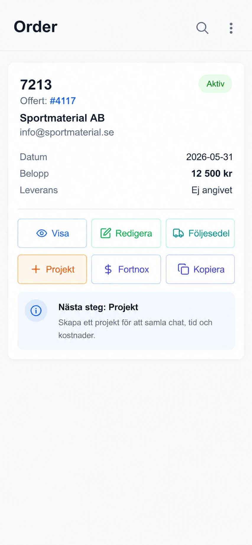 Skärmbild: order