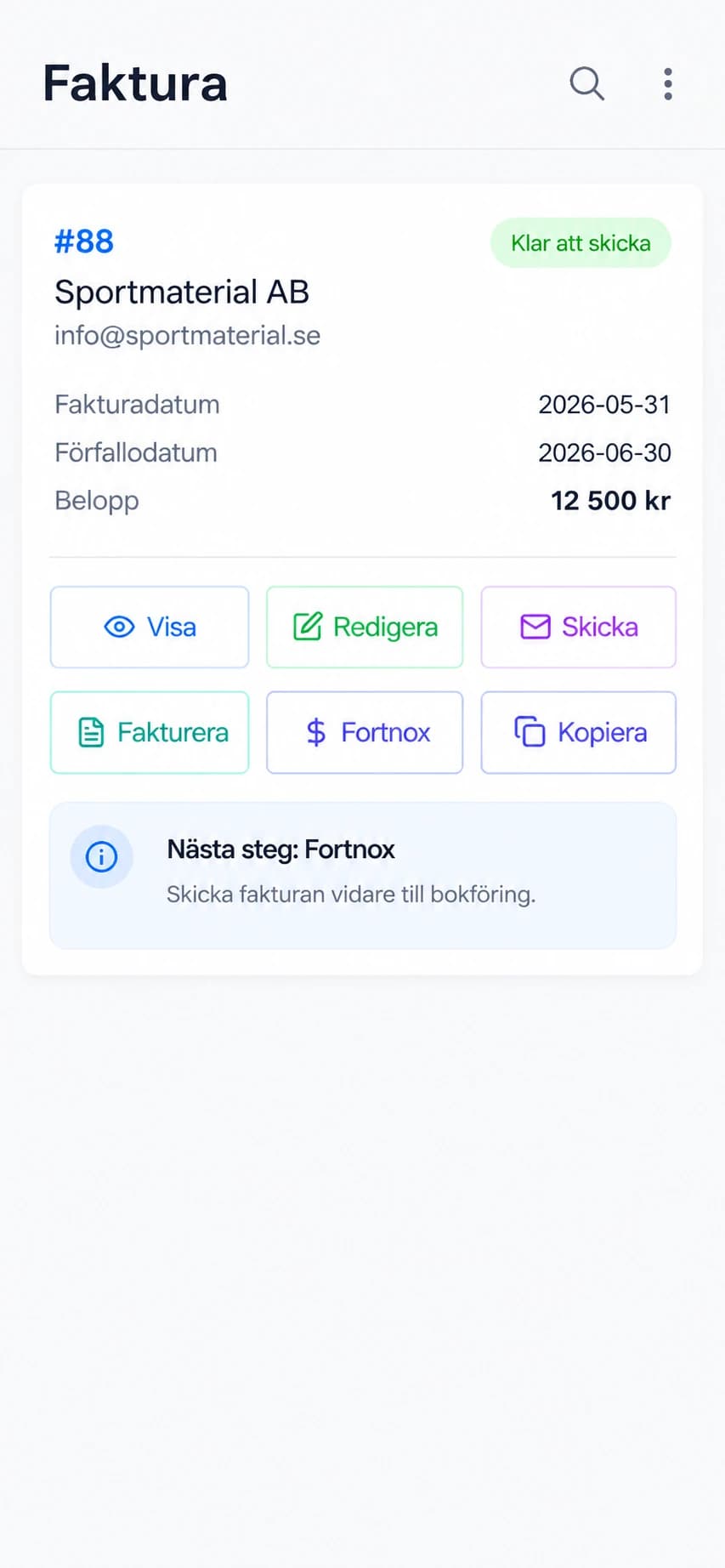 Skärmbild: faktura